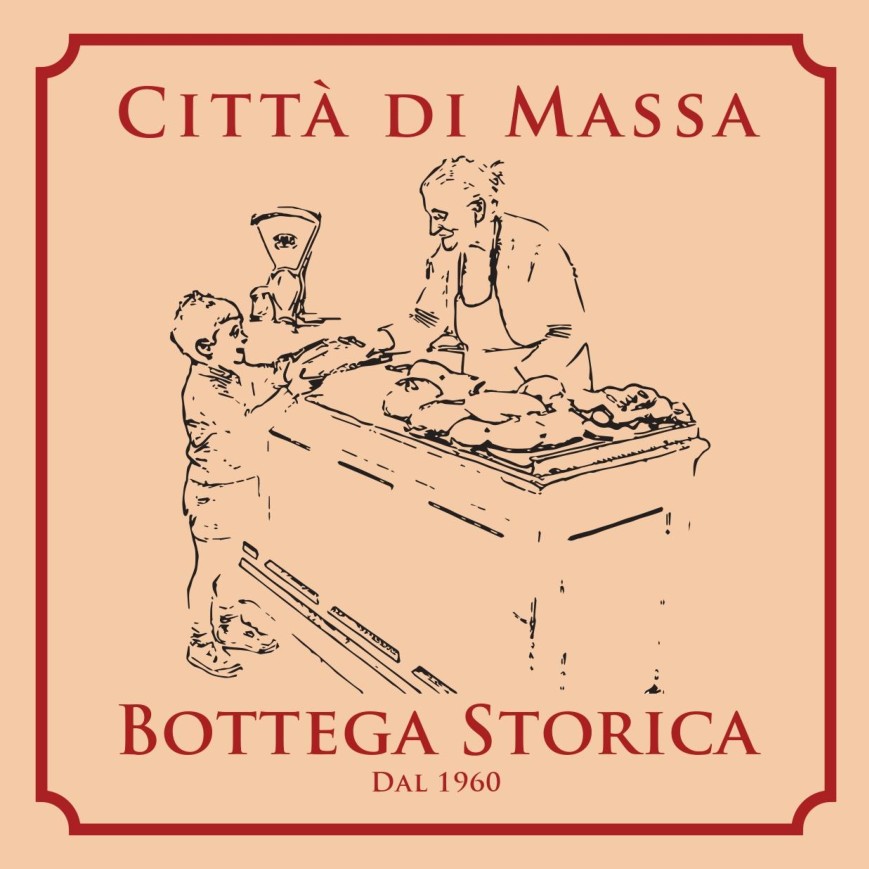 grafica della targa della bottega storica di massa